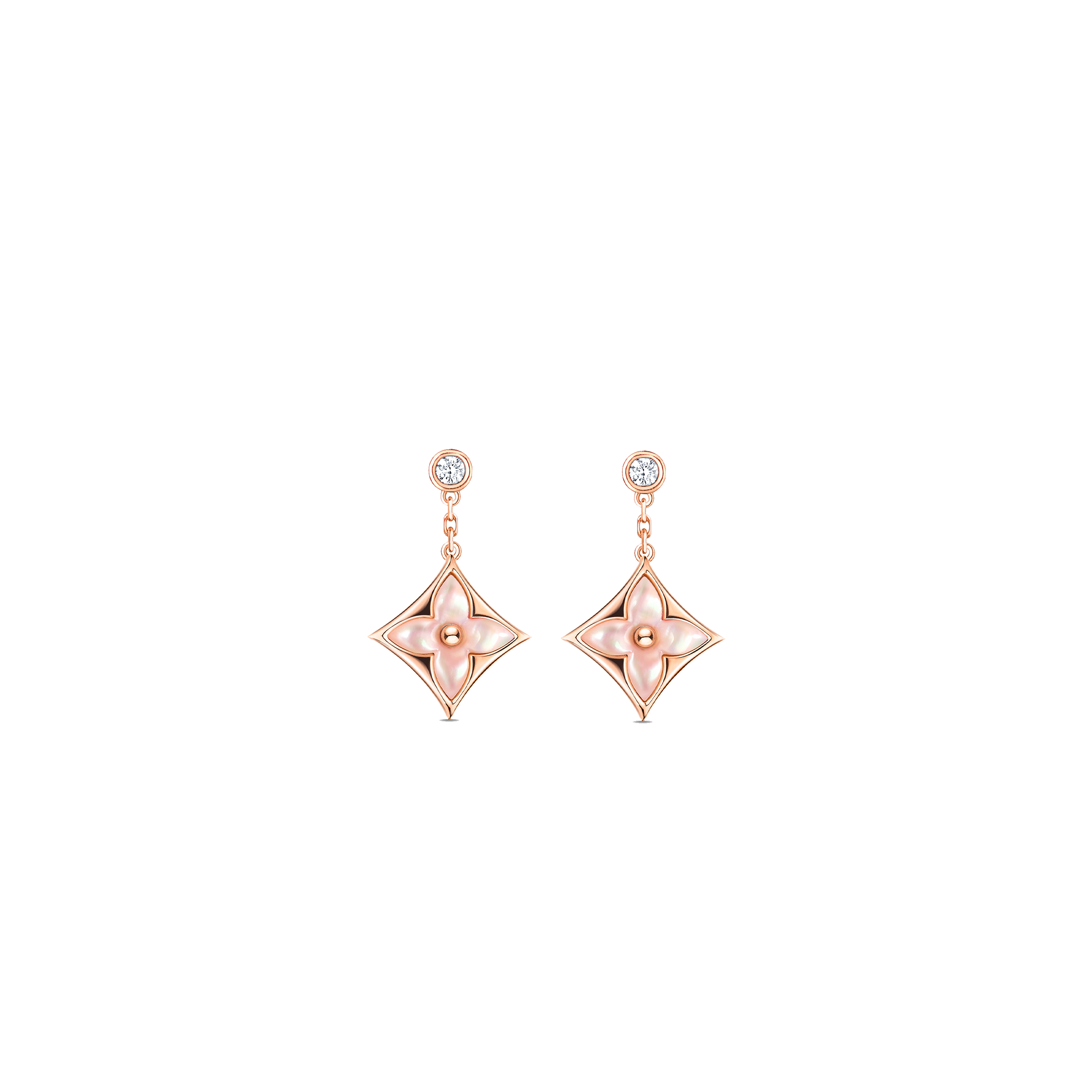 LOUIS VUITTON COLOR BLOSSOM BB STAR ROSE GOLD, PINK MOTHER-OF-PEARL AND DIAMOND EARRINGS Q96667